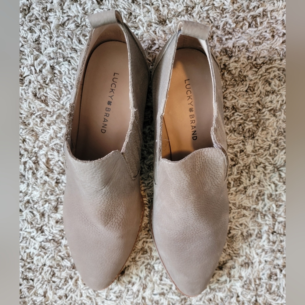 Lucky Brand Taupe Slip-On Ankle Booties for Women